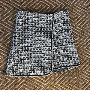 Max Studio Tweed Crossover Skirt With Fringe